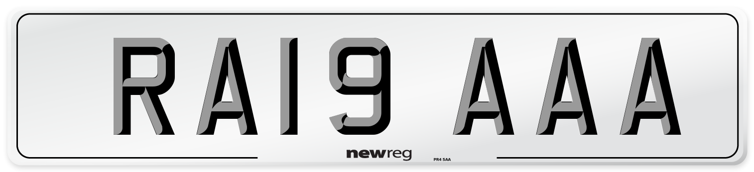 RA19 AAA Number Plate from New Reg